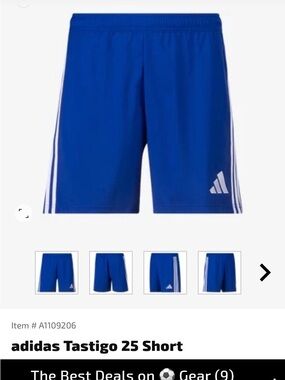adidas Men's Tastigo 25 Shorts - Royal Blue with White Stripes